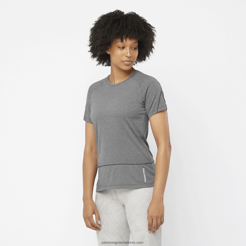 γυναικείο κοντομάνικο μπλουζάκι - σταυρωτό τρέξιμο Salomon βαθύ μαύρο/ρεκί DXFPHB879