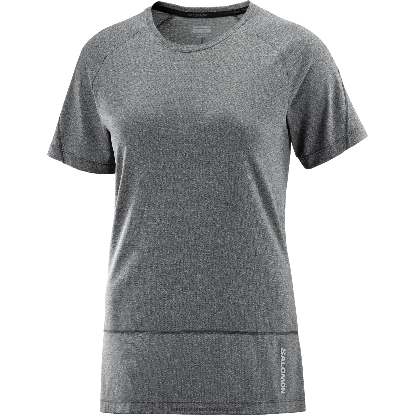 γυναικείο κοντομάνικο μπλουζάκι - σταυρωτό τρέξιμο Salomon βαθύ μαύρο/ρεκί DXFPHB879