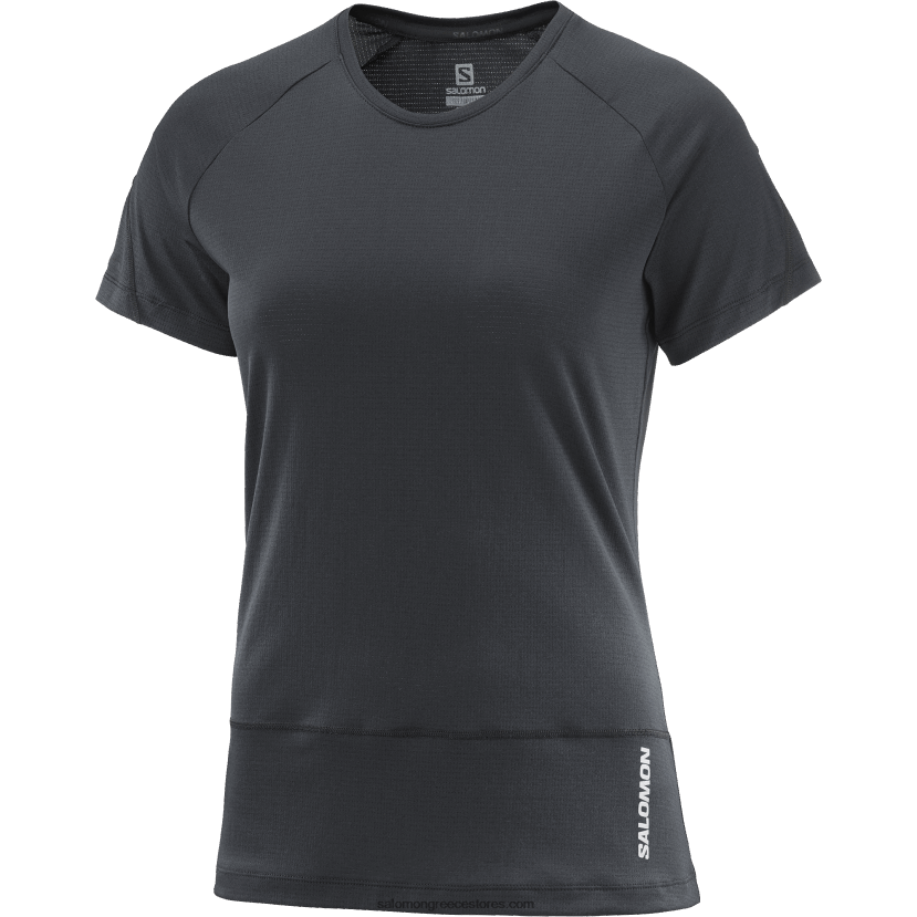 γυναικείο κοντομάνικο μπλουζάκι - σταυρωτό τρέξιμο Salomon βαθύ μαύρο DXFPHB883