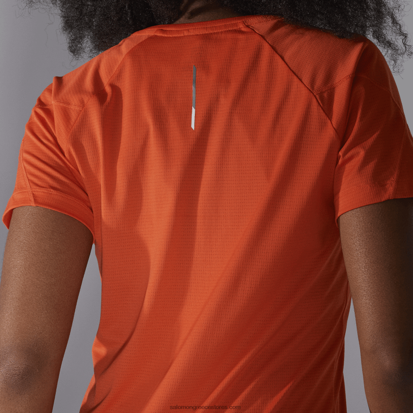 γυναικείο κοντομάνικο μπλουζάκι - σταυρωτό τρέξιμο Salomon φλογερό κόκκινο DXFPHB887