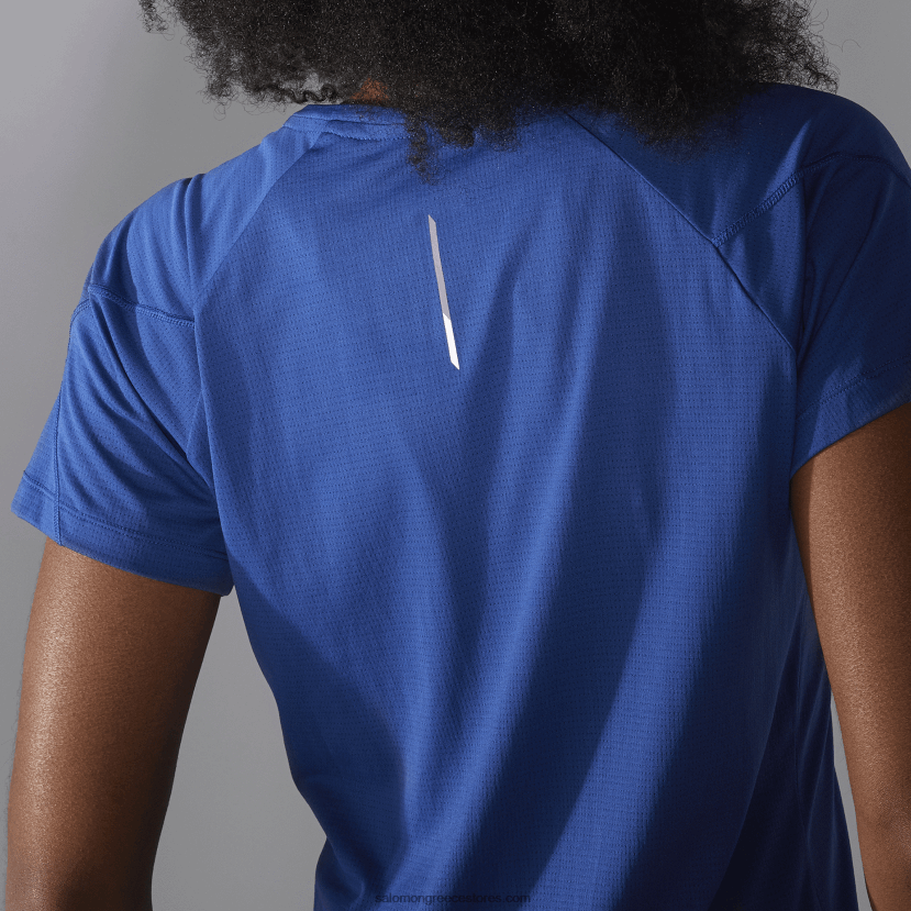 γυναικείο κοντομάνικο μπλουζάκι - σταυρωτό τρέξιμο Salomon ναυτική παιωνία DXFPHB889