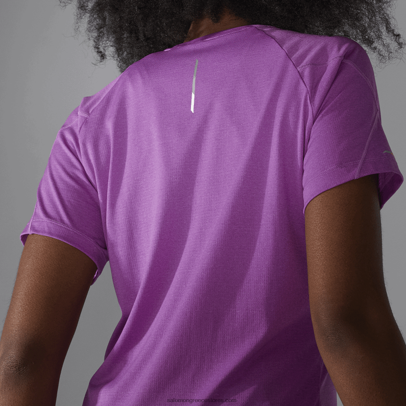 γυναικείο κοντομάνικο μπλουζάκι - σταυρωτό τρέξιμο Salomon αφρώδη σταφύλι/ρεκί DXFPHB890