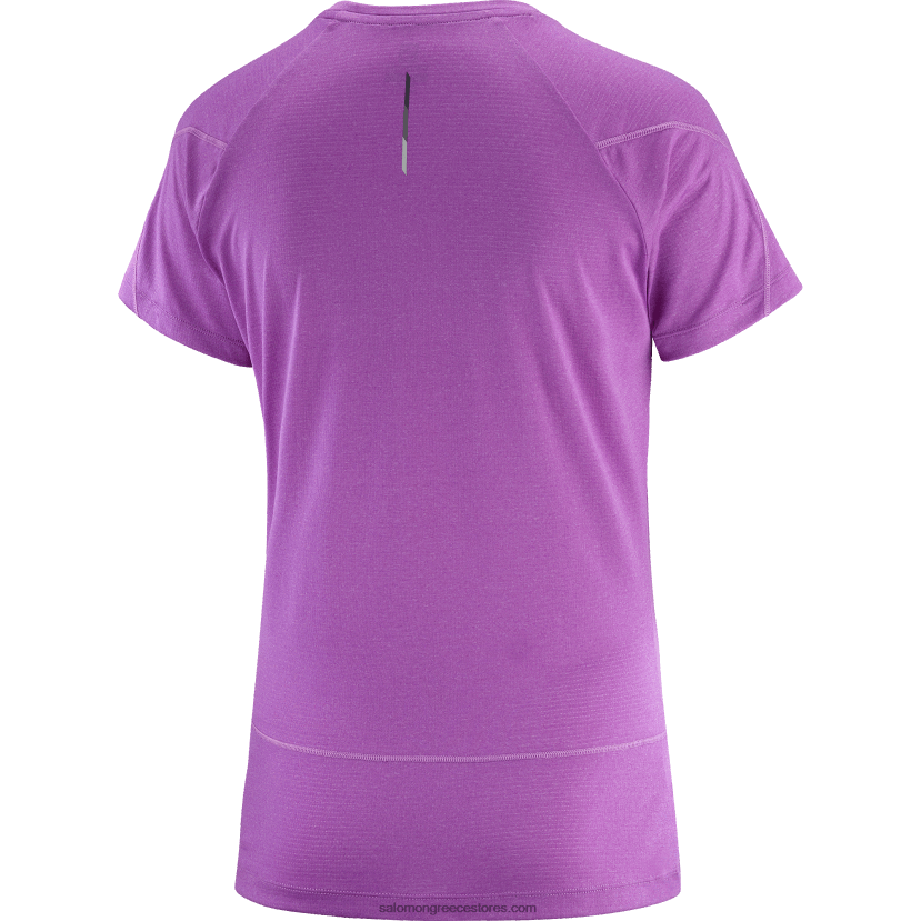 γυναικείο κοντομάνικο μπλουζάκι - σταυρωτό τρέξιμο Salomon αφρώδη σταφύλι/ρεκί DXFPHB890