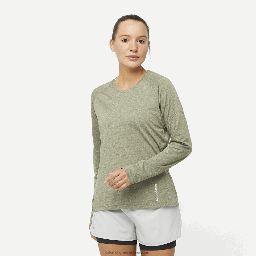 γυναικείο μακρυμάνικο μπλουζάκι - σταυρωτό τρέξιμο Salomon σταφυλόφυλλο/ρεκί DXFPHB915