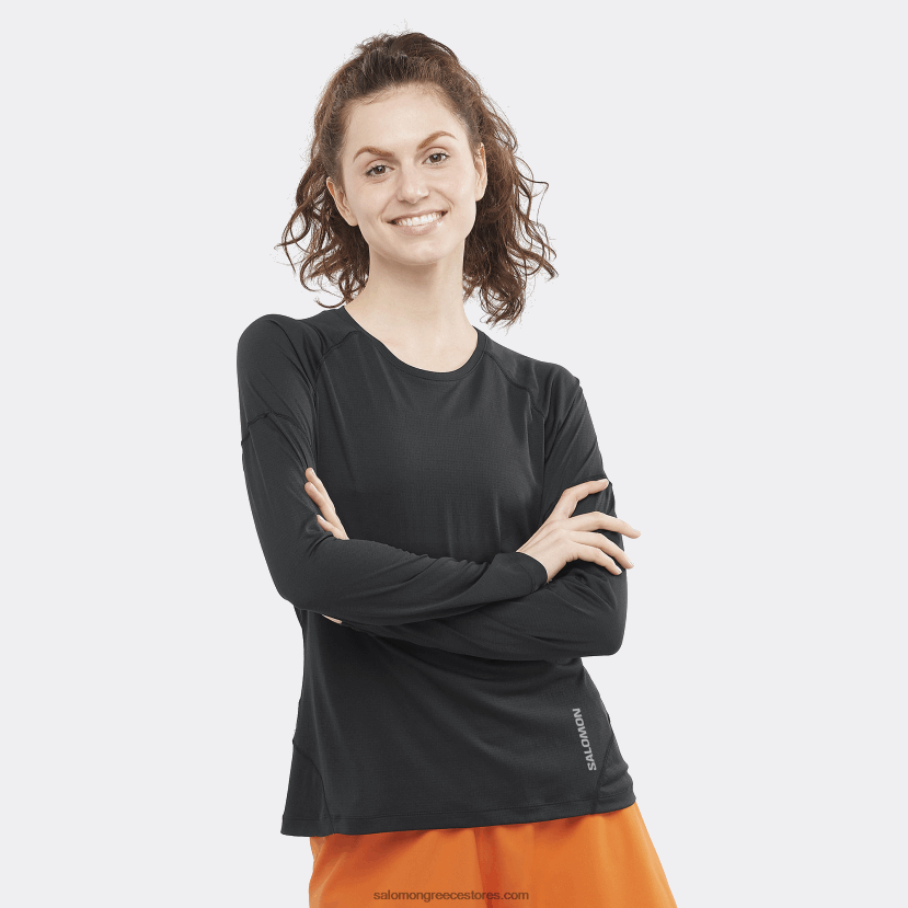 γυναικείο μακρυμάνικο μπλουζάκι - σταυρωτό τρέξιμο Salomon βαθύ μαύρο/κάψουλα DXFPHB918