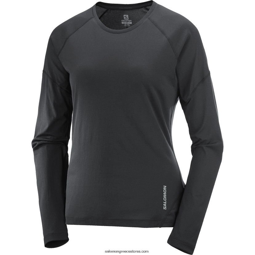 γυναικείο μακρυμάνικο μπλουζάκι - σταυρωτό τρέξιμο Salomon βαθύ μαύρο/κάψουλα DXFPHB918