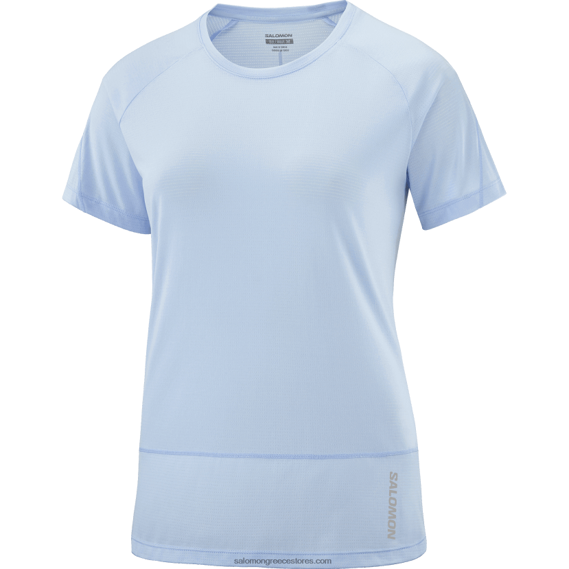γυναικείο κοντομάνικο μπλουζάκι - σταυρωτό τρέξιμο Salomon chambray blue/heather DXFPHB882