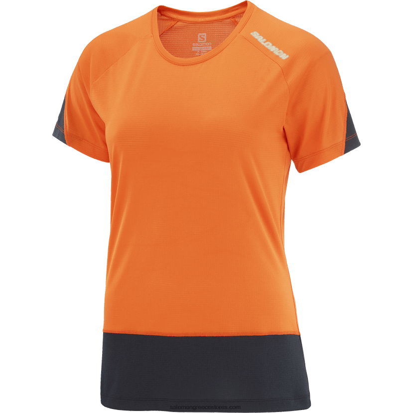 γυναικείο κοντομάνικο μπλουζάκι - σταυρωτό τρέξιμο Salomon ερυθρό ibis/βαθύ μαύρο/νυχτερινό DXFPHB886