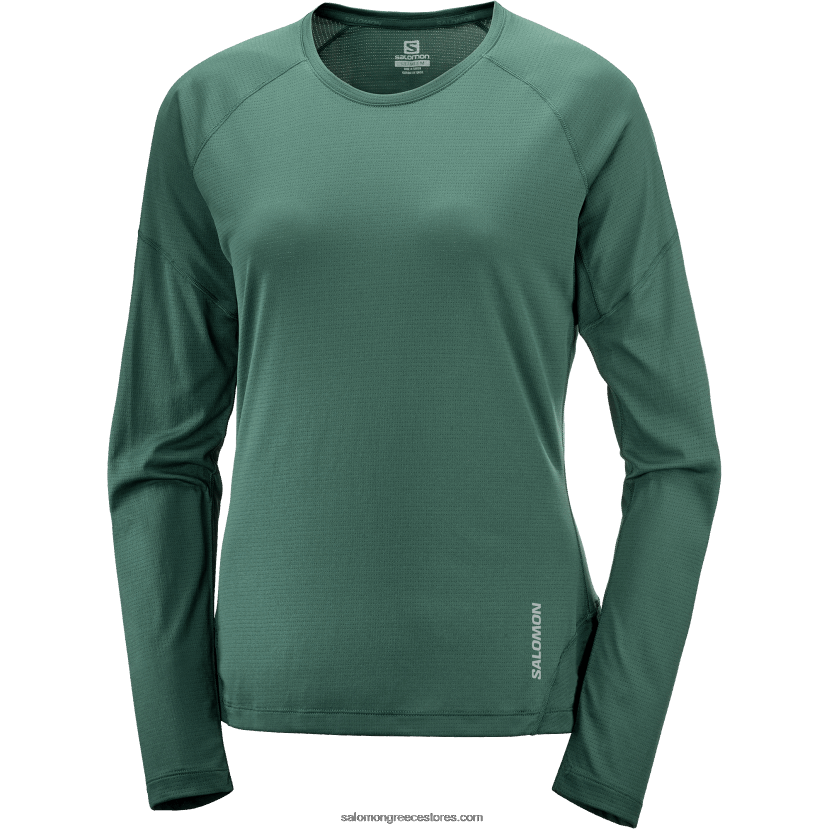 γυναικείο μακρυμάνικο μπλουζάκι - σταυρωτό τρέξιμο Salomon πεύκο ponderosa DXFPHB921