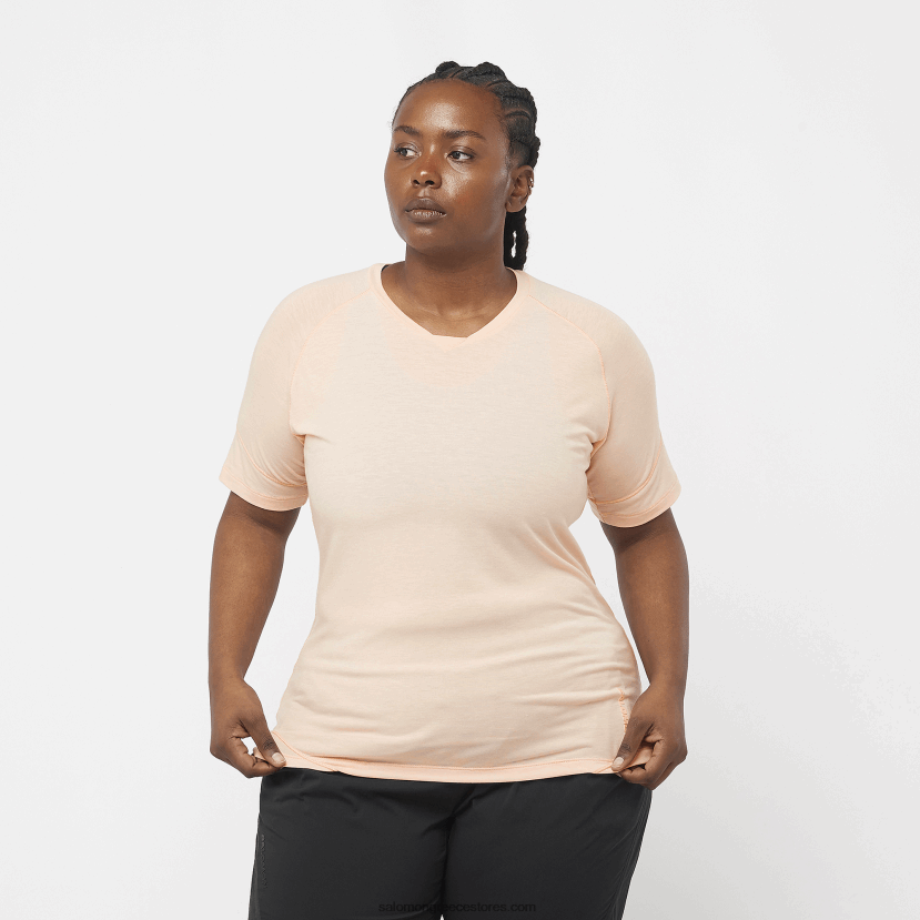 γυναικείο κοντομάνικο μπλουζάκι - runlife Salomon κρεμ μαύρισμα/ρεκί DXFPHB912