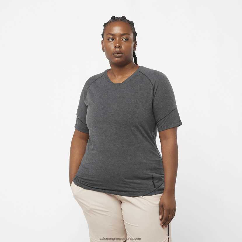 γυναικείο κοντομάνικο μπλουζάκι - runlife Salomon βαθύ μαύρο/ρεκί DXFPHB913