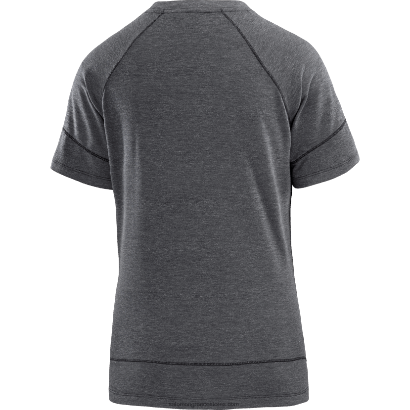 γυναικείο κοντομάνικο μπλουζάκι - runlife Salomon βαθύ μαύρο/ρεκί DXFPHB913
