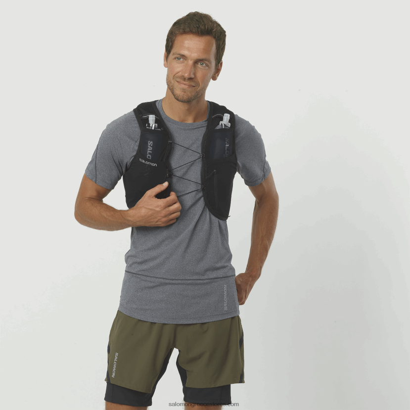 ανδρικό γιλέκο τρεξίματος με περιλαμβανόμενες φιάλες - ενεργό δέρμα 8 Salomon μαύρος DXFPHB325