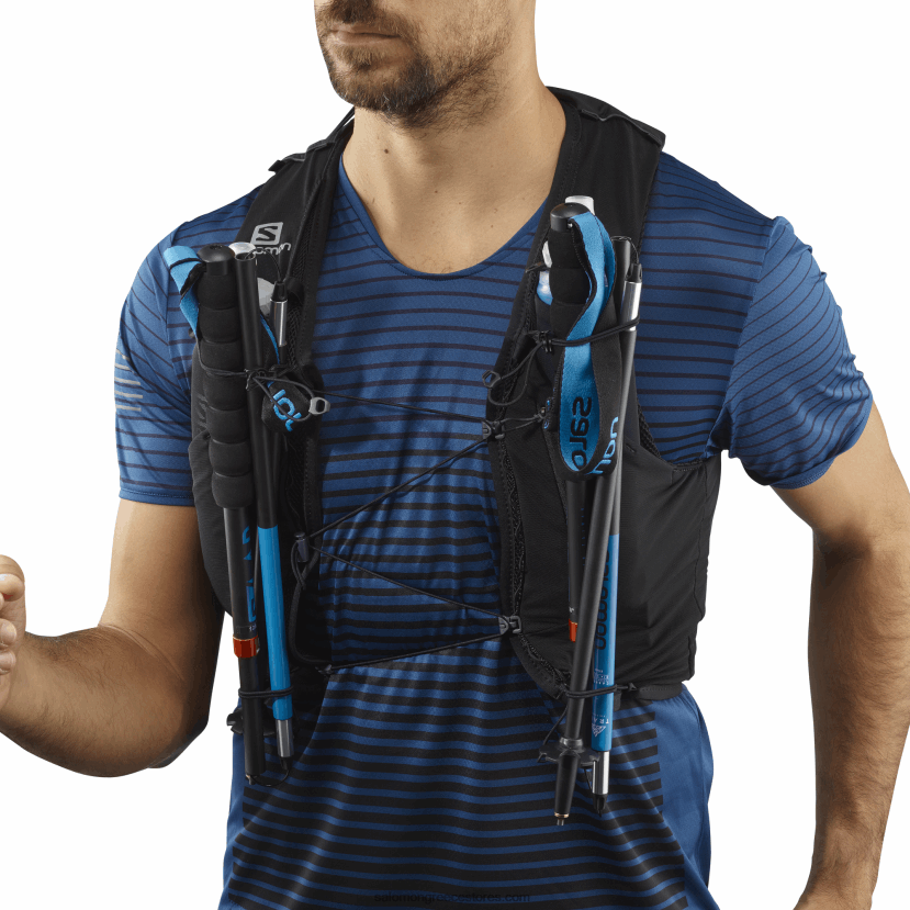 ανδρικό γιλέκο τρεξίματος με φιάλες που περιλαμβάνονται - adv skin 12 Salomon μαύρος DXFPHB354