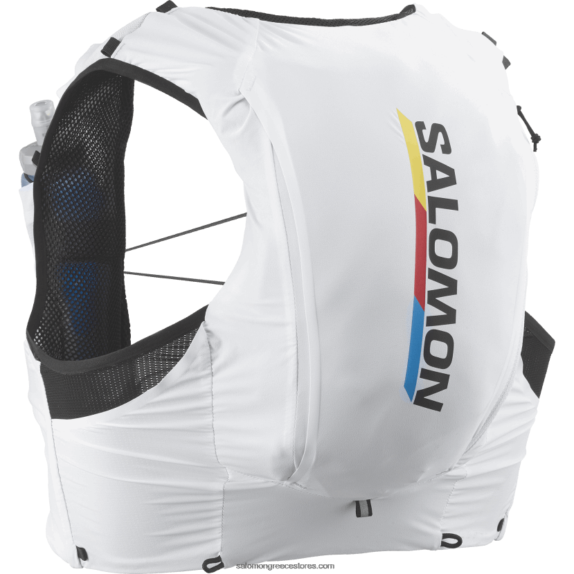 ανδρικό γιλέκο τρεξίματος με φλάκες που περιλαμβάνονται - σημαία αγώνων sense pro 10 Salomon άσπρο μαύρο DXFPHB314