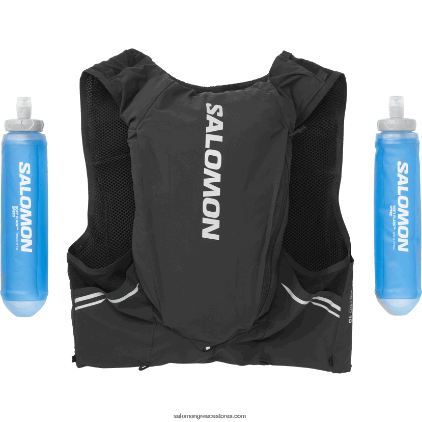 ανδρικό γιλέκο για τρέξιμο με φλάκες που περιλαμβάνονται - sense pro 10 Salomon μαύρο/έβενο DXFPHB341