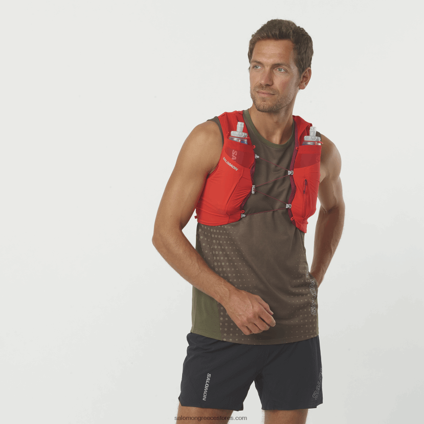 ανδρικό γιλέκο τρεξίματος με φλάκες που περιλαμβάνονται - sense pro 5 Salomon φλογερό κόκκινο/έβενο/καμπερνέ DXFPHB339