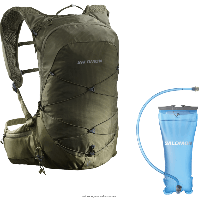 ανδρική τσάντα πεζοπορίας - κύστη xt 15 Salomon olive night/martini olive DXFPHB378