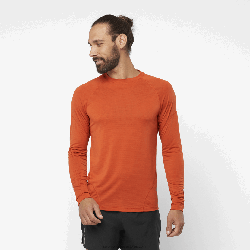 ανδρικό μακρυμάνικο μπλουζάκι - σταυρωτό τρέξιμο Salomon καμένη ώχρα DXFPHB536