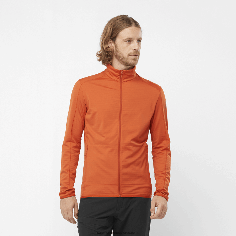 ανδρικό μπουφάν με φερμουάρ στο μεσαίο στρώμα - απαραίτητο ελαφρύ Salomon καμένη ώχρα DXFPHB553