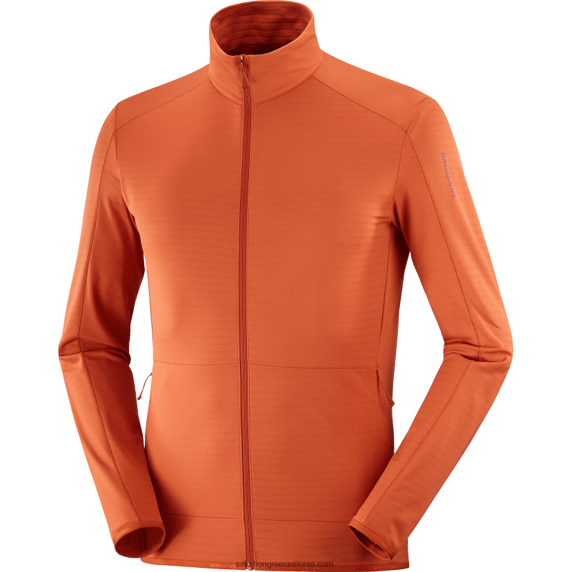 ανδρικό μπουφάν με φερμουάρ στο μεσαίο στρώμα - απαραίτητο ελαφρύ Salomon καμένη ώχρα DXFPHB553