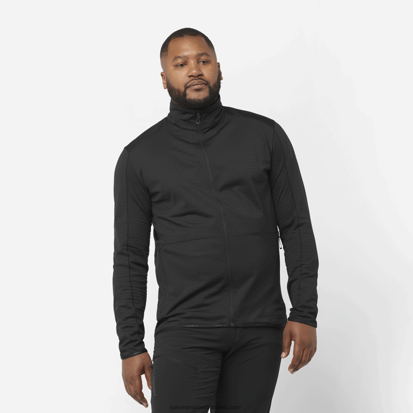 ανδρικό μπουφάν με φερμουάρ στο μεσαίο στρώμα - απαραίτητο ελαφρύ Salomon βαθύ μαύρο DXFPHB556