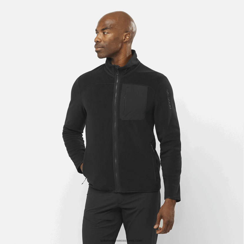 ανδρικό μπουφάν μεσαίο με φερμουάρ - περίγραμμα polartec Salomon βαθύ μαύρο DXFPHB535