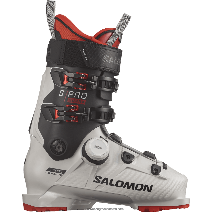 ανδρικές μπότες στην πίστα - s/pro supra boa 120 Salomon γκρι σέλας/μαύρο/κόκκινο DXFPHB1238