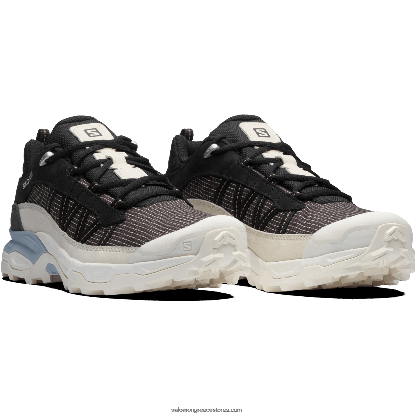 ανδρικά αθλητικά παπούτσια - στέγαστρο χαμηλό δέρμα Salomon δαμάσκηνο σοκολάτας/πάγος βανίλιας/μπλε ζεν DXFPHB173