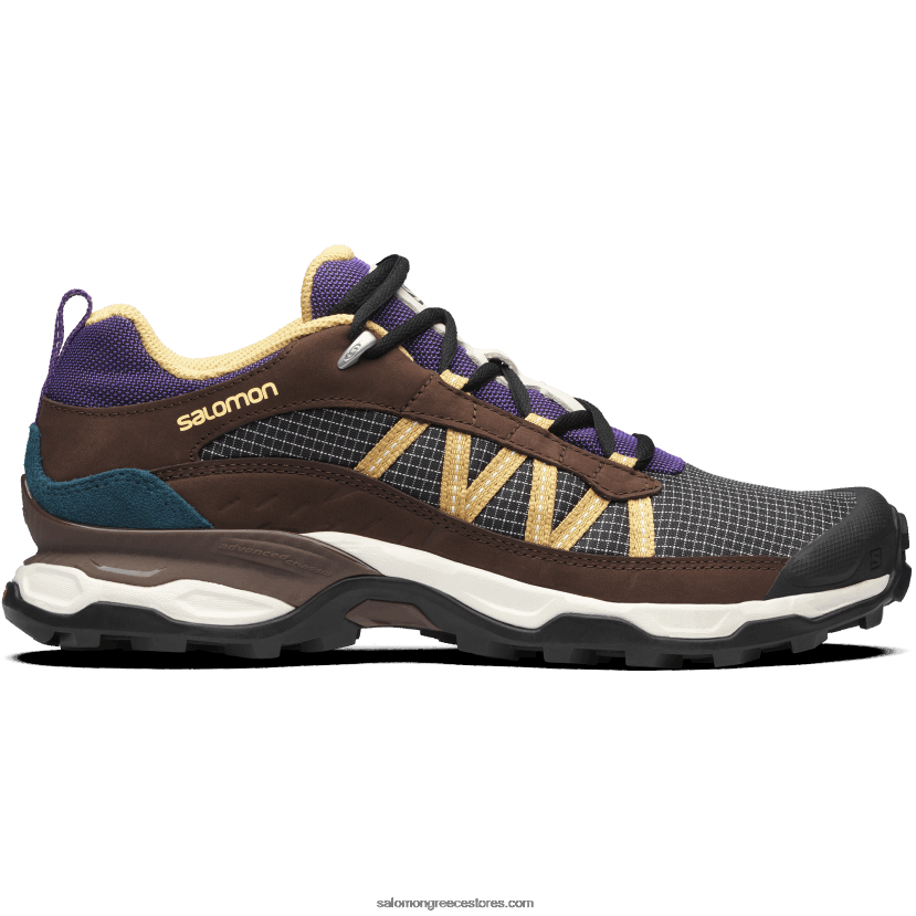 ανδρικά αθλητικά παπούτσια - στέγαστρο χαμηλό δέρμα Salomon πάγος βανίλιας/φοντάν σοκολάτας/φύλλο φθινοπώρου DXFPHB174
