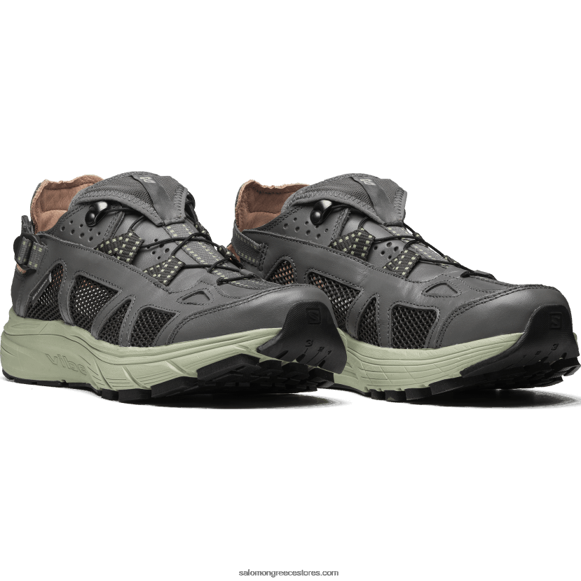 ανδρικά αθλητικά παπούτσια - techsonic δέρμα Salomon κασσίτερος/φασκόμηλο της ερήμου/μπελούγκα DXFPHB176