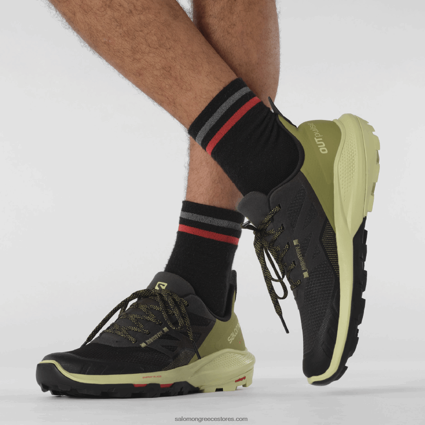 ανδρικά παπούτσια πεζοπορίας - outpulse Salomon μαύρο/πράσο πράσινο/κόκκινο παπαρούνας DXFPHB28