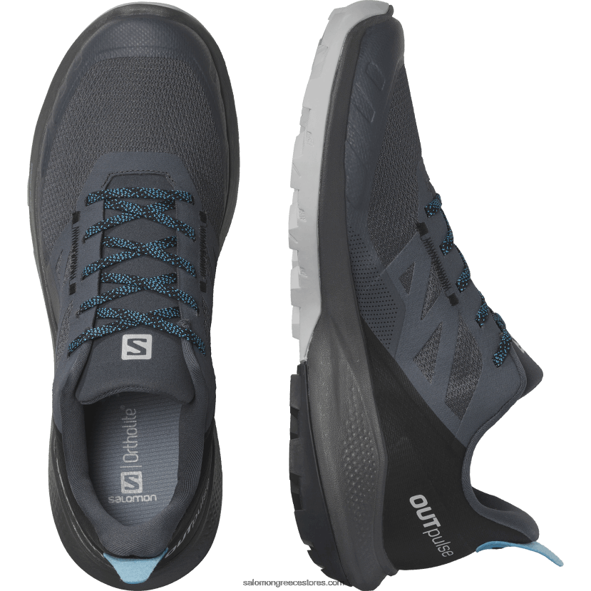 ανδρικά παπούτσια πεζοπορίας - outpulse Salomon έβενος/μαύρο/γαλάζιο του Αλγερίου DXFPHB30