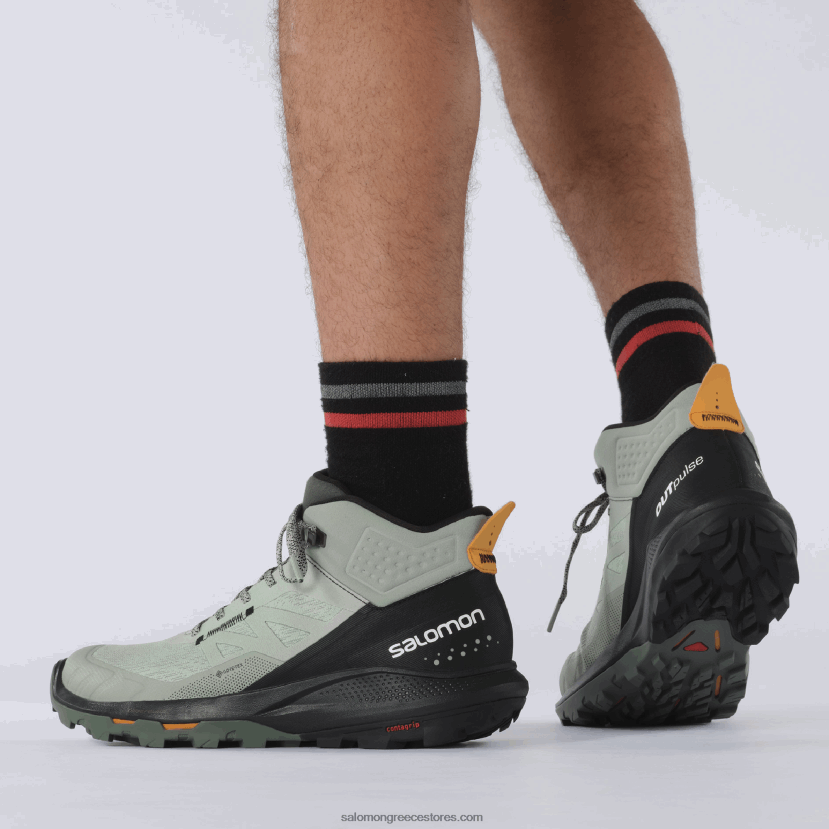 ανδρικές μπότες πεζοπορίας - outpulse mid gore-tex Salomon σφυρήλατο σίδερο/μαύρο/ζωντανό πορτοκαλί DXFPHB31
