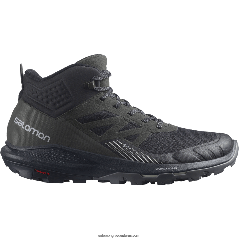ανδρικές μπότες πεζοπορίας - outpulse mid gore-tex Salomon μαύρος/έβενος/πάγος βανίλιας DXFPHB33