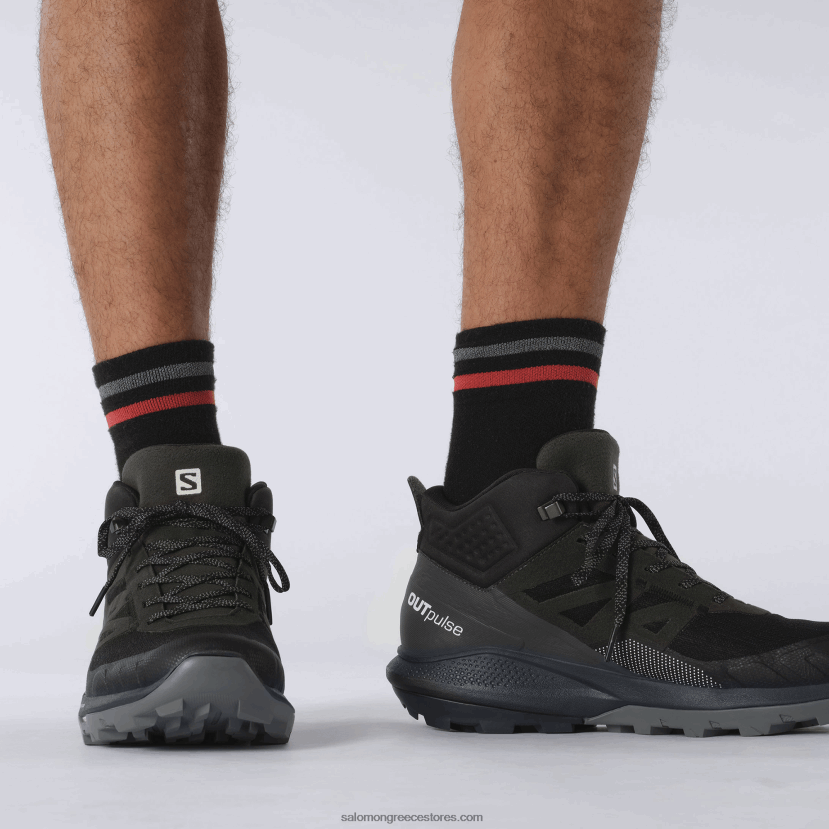 ανδρικές μπότες πεζοπορίας - outpulse mid gore-tex Salomon μαύρος/έβενος/πάγος βανίλιας DXFPHB33
