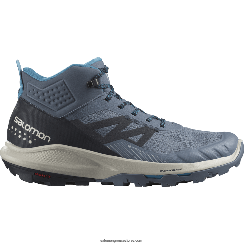 ανδρικές μπότες πεζοπορίας - outpulse mid gore-tex Salomon china blue/carbon/lunar rock DXFPHB32