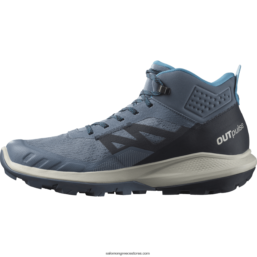 ανδρικές μπότες πεζοπορίας - outpulse mid gore-tex Salomon china blue/carbon/lunar rock DXFPHB32