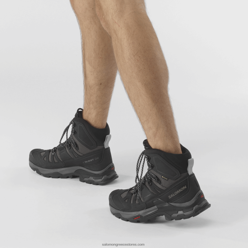 ανδρικές δερμάτινες μπότες πεζοπορίας - quest 4 gore-tex Salomon μαγνήτης/μαύρος/λατομείο DXFPHB7