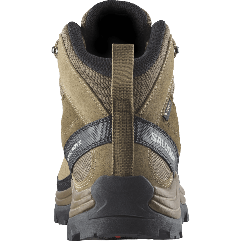 ανδρικές δερμάτινες μπότες πεζοπορίας - quest rove gore-tex Salomon καγκουρό / φύκια / μαύρο DXFPHB52