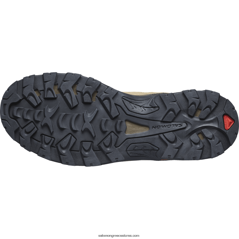 ανδρικές δερμάτινες μπότες πεζοπορίας - quest rove gore-tex Salomon καγκουρό / φύκια / μαύρο DXFPHB52