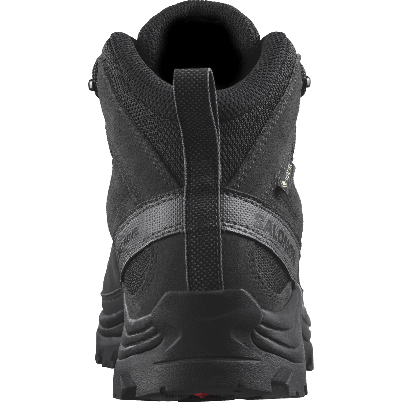 ανδρικές δερμάτινες μπότες πεζοπορίας - quest rove gore-tex Salomon μαύρο / φάντασμα / μαγνήτης DXFPHB53