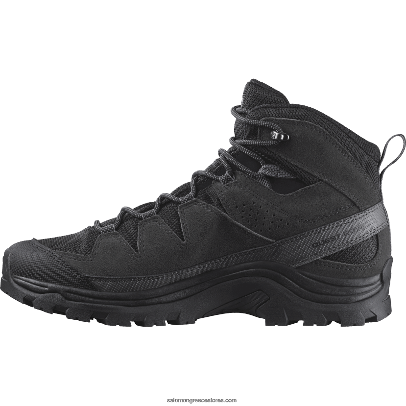ανδρικές δερμάτινες μπότες πεζοπορίας - quest rove gore-tex Salomon μαύρο / φάντασμα / μαγνήτης DXFPHB53