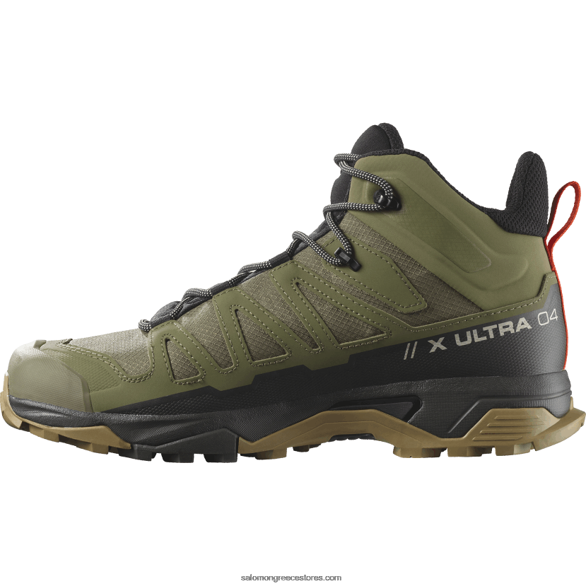 ανδρικές μπότες πεζοπορίας - x ultra 4 mid wide gore-tex Salomon βαθύ λειχήνα πράσινο / τύρφη / φύκια DXFPHB43