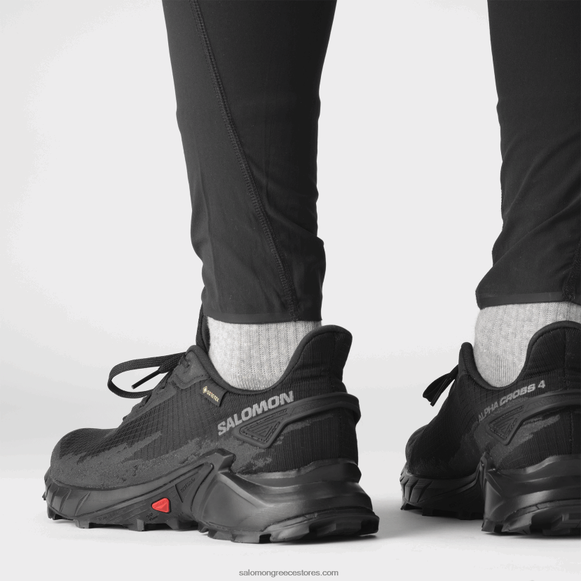 ανδρικά παπούτσια τρεξίματος - alphacross 4 gore-tex Salomon μαύρος DXFPHB1475