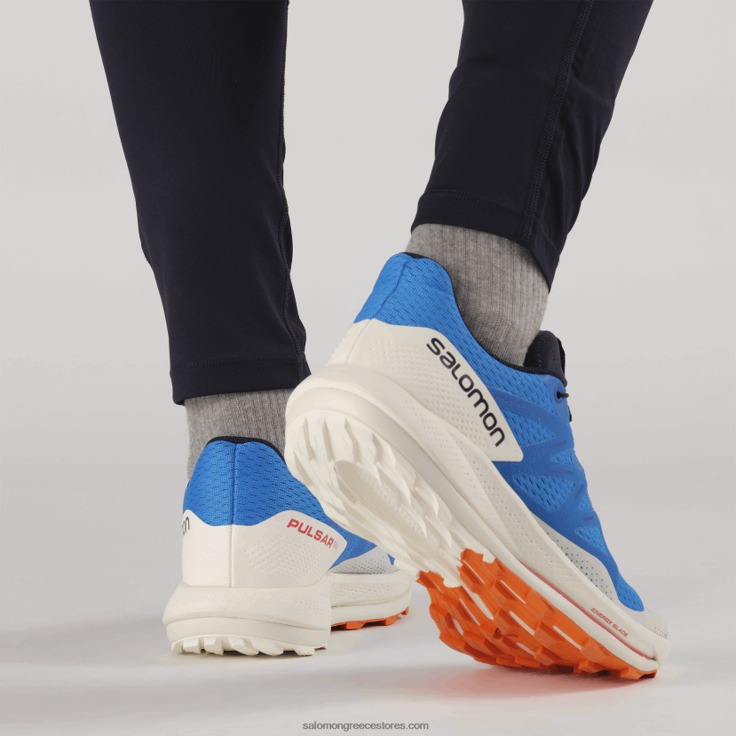 ανδρικά παπούτσια τρεξίματος - pulsar trail Salomon indigo bunting/πάγος βανίλιας/ζωντανό πορτοκάλι DXFPHB1458