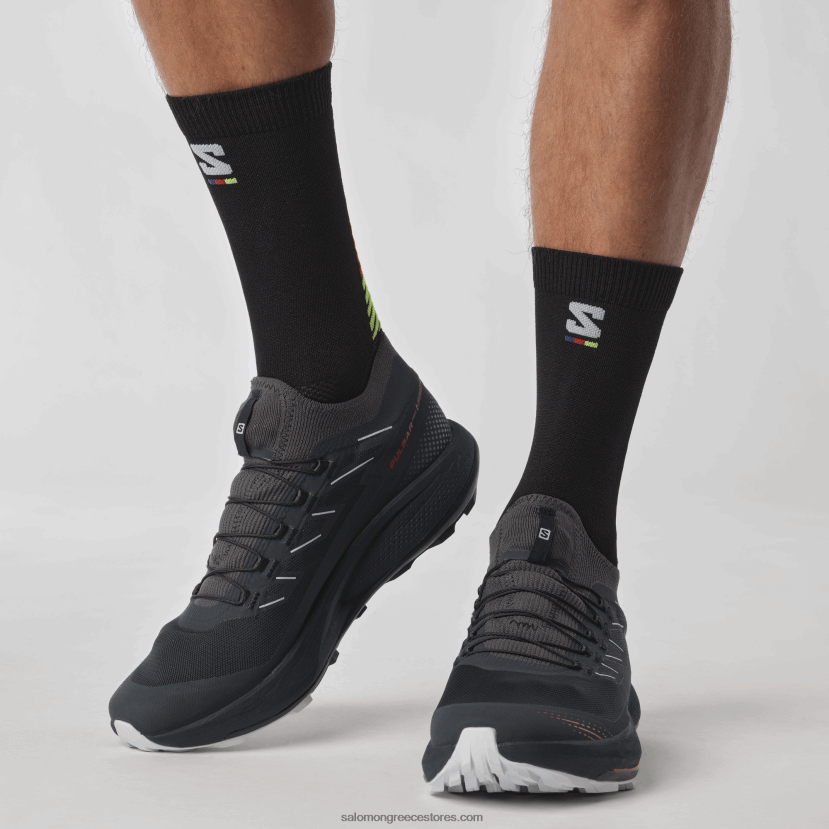 ανδρικά παπούτσια τρεξίματος - pulsar trail pro 2 Salomon άνθρακας/πύρινος κόκκινος/αρκτικός πάγος DXFPHB1436