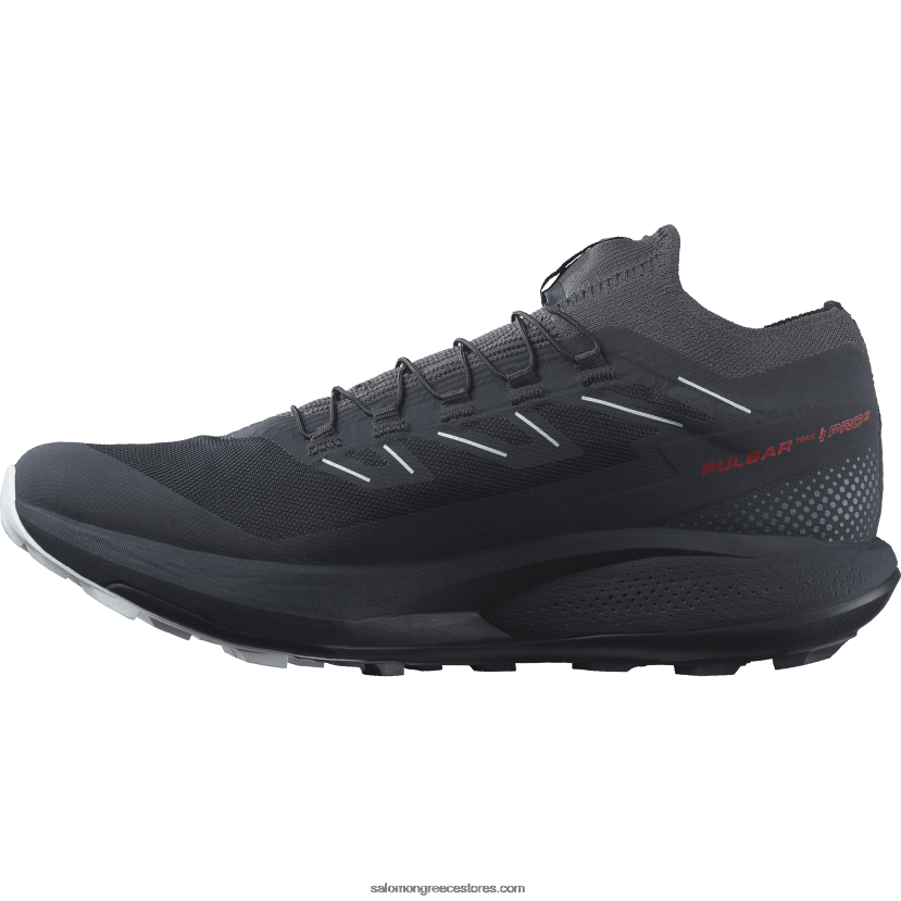 ανδρικά παπούτσια τρεξίματος - pulsar trail pro 2 Salomon άνθρακας/πύρινος κόκκινος/αρκτικός πάγος DXFPHB1436