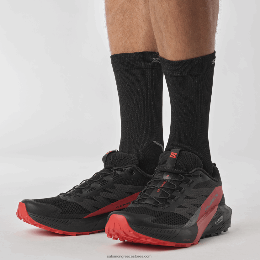 ανδρικά παπούτσια τρεξίματος - sense ride 5 Salomon μαύρο/φλογερό κόκκινο DXFPHB1432