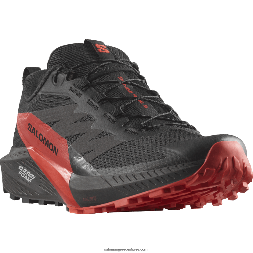 ανδρικά παπούτσια τρεξίματος - sense ride 5 Salomon μαύρο/φλογερό κόκκινο DXFPHB1432